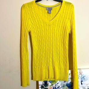 JCPenny Womens V-neck Yellow Sweater